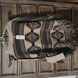 Aztec print poncho style shirt